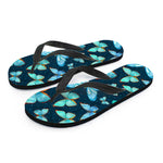 Watercolor Blue Butterfly Pattern Print Flip Flops