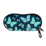 Watercolor Blue Butterfly Pattern Print Glasses Case