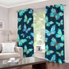 Watercolor Blue Butterfly Pattern Print Grommet Curtains