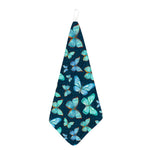 Watercolor Blue Butterfly Pattern Print Hand Towel