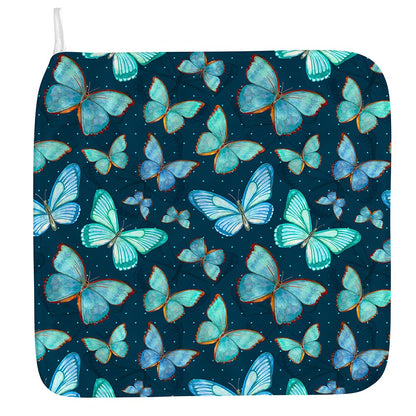 Watercolor Blue Butterfly Pattern Print Hand Towel