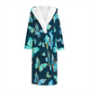 Watercolor Blue Butterfly Pattern Print Hooded Bathrobe