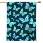 Watercolor Blue Butterfly Pattern Print House Flag