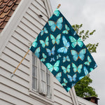 Watercolor Blue Butterfly Pattern Print House Flag