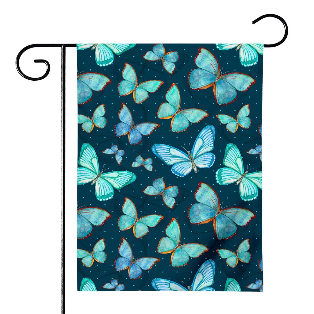 Watercolor Blue Butterfly Pattern Print House Flag