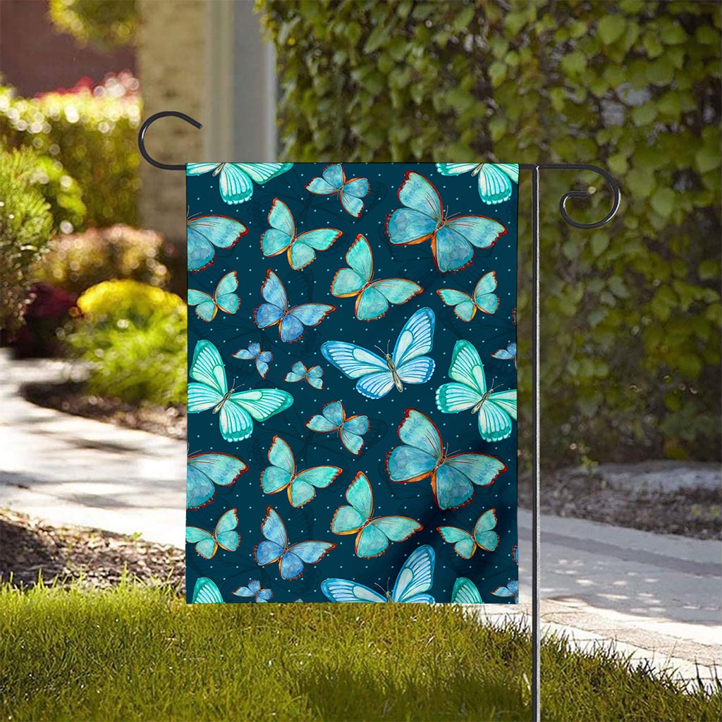 Watercolor Blue Butterfly Pattern Print House Flag