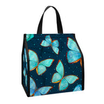 Watercolor Blue Butterfly Pattern Print Insulated Lunch Tote