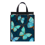Watercolor Blue Butterfly Pattern Print Insulated Lunch Tote