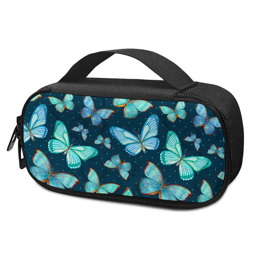 Watercolor Blue Butterfly Pattern Print Insulin Cooler Travel Case