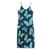 Watercolor Blue Butterfly Pattern Print Jersey Midi Cami Dress