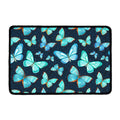Watercolor Blue Butterfly Pattern Print Kitchen Mat