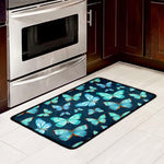Watercolor Blue Butterfly Pattern Print Kitchen Mat