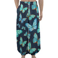 Watercolor Blue Butterfly Pattern Print Lantern Pants