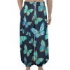 Watercolor Blue Butterfly Pattern Print Lantern Pants