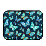 Watercolor Blue Butterfly Pattern Print Laptop Sleeve