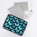 Watercolor Blue Butterfly Pattern Print Laptop Sleeve