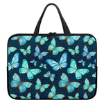 Watercolor Blue Butterfly Pattern Print Laptop Sleeve With Handle