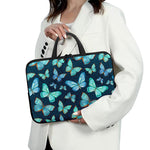 Watercolor Blue Butterfly Pattern Print Laptop Sleeve With Handle