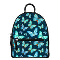 Watercolor Blue Butterfly Pattern Print Leather Backpack