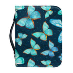 Watercolor Blue Butterfly Pattern Print Leather Bible Cover