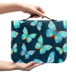 Watercolor Blue Butterfly Pattern Print Leather Bible Cover