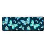 Watercolor Blue Butterfly Pattern Print Long Kitchen Mat