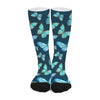 Watercolor Blue Butterfly Pattern Print Long Socks