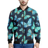 Watercolor Blue Butterfly Pattern Print Men's Bomber Jacket