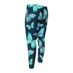 Watercolor Blue Butterfly Pattern Print Men's Compression Pants