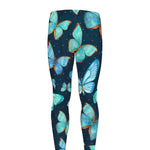 Watercolor Blue Butterfly Pattern Print Men's leggings