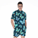Watercolor Blue Butterfly Pattern Print Men's Rompers