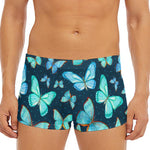 Watercolor Blue Butterfly Pattern Print Men's Short Boxer Briefs