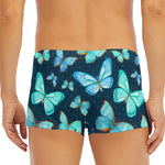 Watercolor Blue Butterfly Pattern Print Men's Short Boxer Briefs