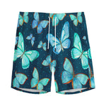 Watercolor Blue Butterfly Pattern Print Men's Sports Shorts