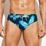 Watercolor Blue Butterfly Pattern Print Men's Swim Briefs