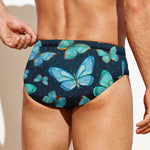 Watercolor Blue Butterfly Pattern Print Men's Swim Briefs