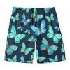 Watercolor Blue Butterfly Pattern Print Men's Swim Trunks