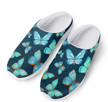 Watercolor Blue Butterfly Pattern Print Mesh Casual Shoes