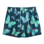 Watercolor Blue Butterfly Pattern Print Mesh Shorts