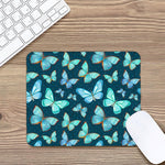 Watercolor Blue Butterfly Pattern Print Mouse Pad