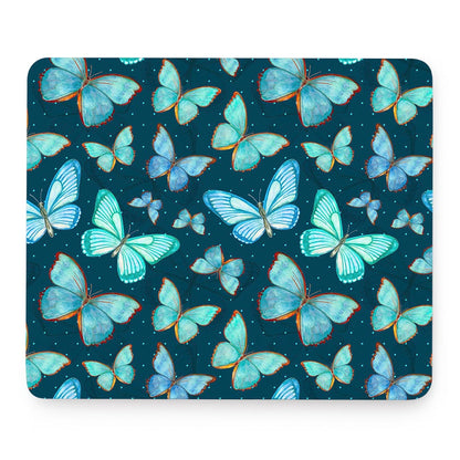 Watercolor Blue Butterfly Pattern Print Mouse Pad
