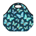 Watercolor Blue Butterfly Pattern Print Neoprene Lunch Bag