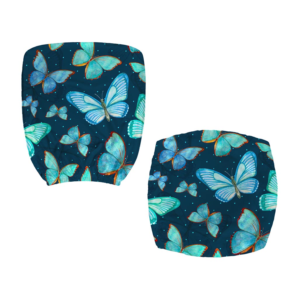 Watercolor Blue Butterfly Pattern Print Office Chair Cover