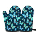Watercolor Blue Butterfly Pattern Print Oven Mitts