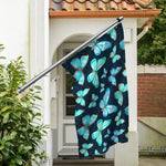 Watercolor Blue Butterfly Pattern Print Polyester Flag