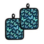 Watercolor Blue Butterfly Pattern Print Pot Holders