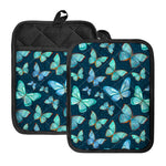 Watercolor Blue Butterfly Pattern Print Pot Holders With Pocket
