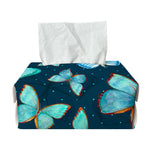 Watercolor Blue Butterfly Pattern Print Rectangle Tissue Box Cover