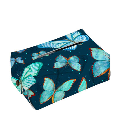 Watercolor Blue Butterfly Pattern Print Rectangle Tissue Box Cover
