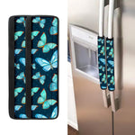 Watercolor Blue Butterfly Pattern Print Refrigerator Handle Covers